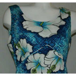 Vintage Pomare Hawaii Women's Blue Tank Maxi Dress
